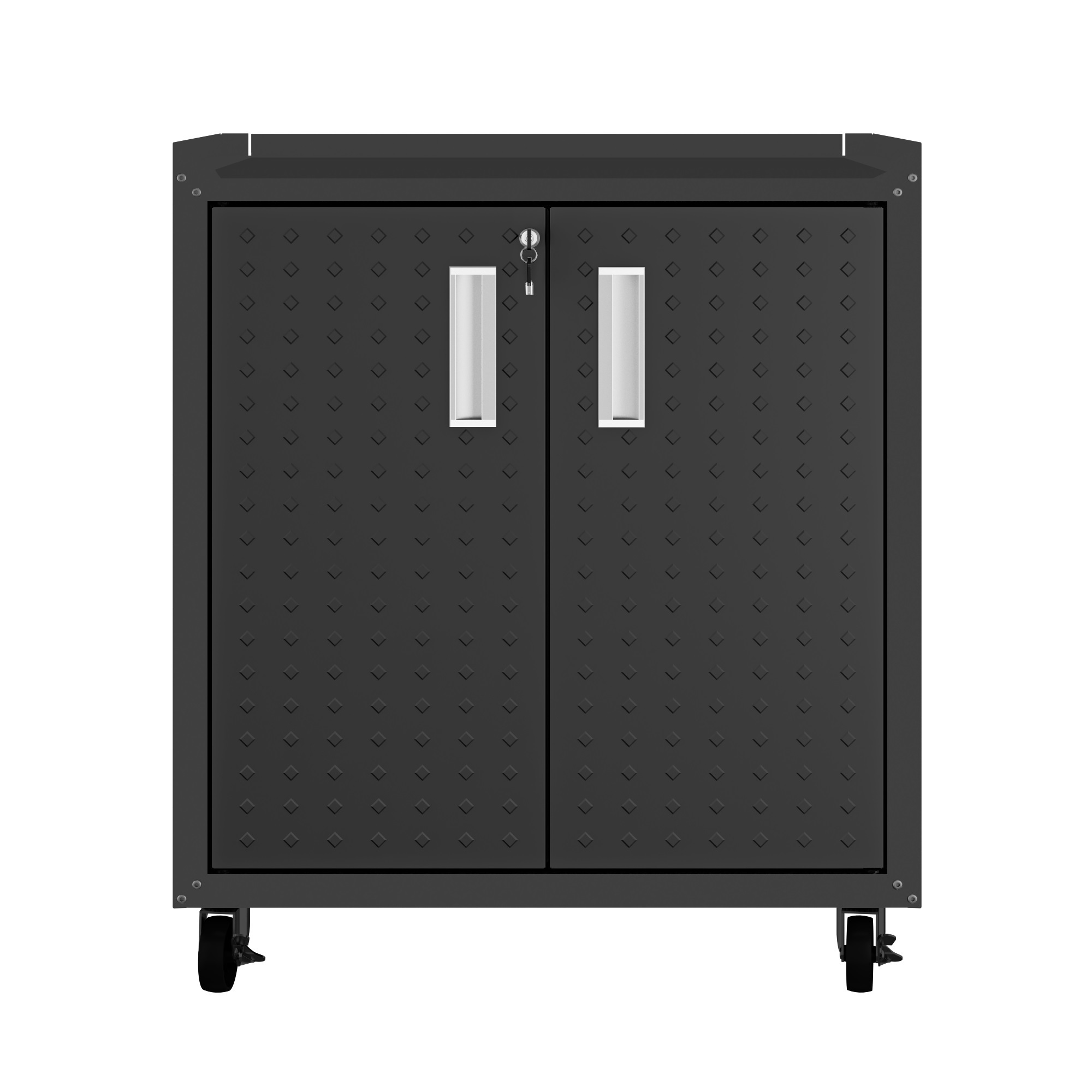 Manhattan Comfort, Fortress Mobile Garage Shelf Cabinet Charcoal Grey, Height 31.5 in, Width 30.3 in, Color Dark Gray, Model# 3GMCC